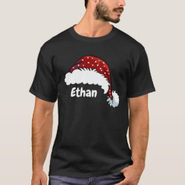 Family Matching Christmas Santa Hat Custom Name T-Shirt