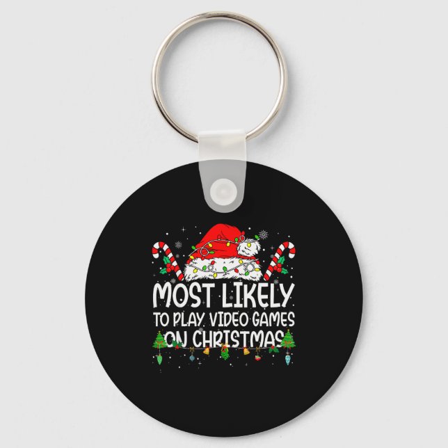 Family Matching Most Likely To Play Video Games On Schlüsselanhänger (Vorderseite)