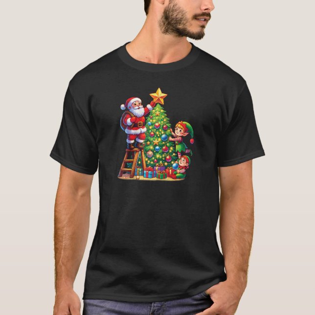 Family Matching Santa Elf Squad Decorating Christm T-Shirt (Vorderseite)