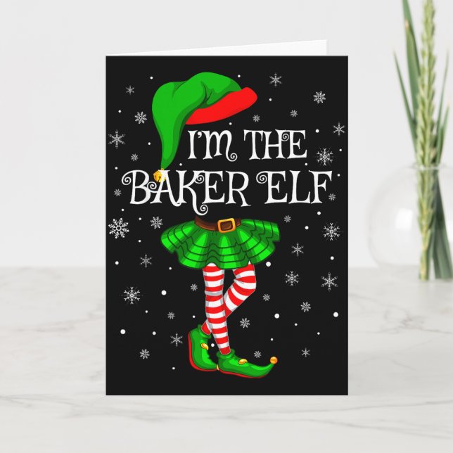 Family Matching Women Girls I'm The Baker Elf Chri Karte (Vorderseite)