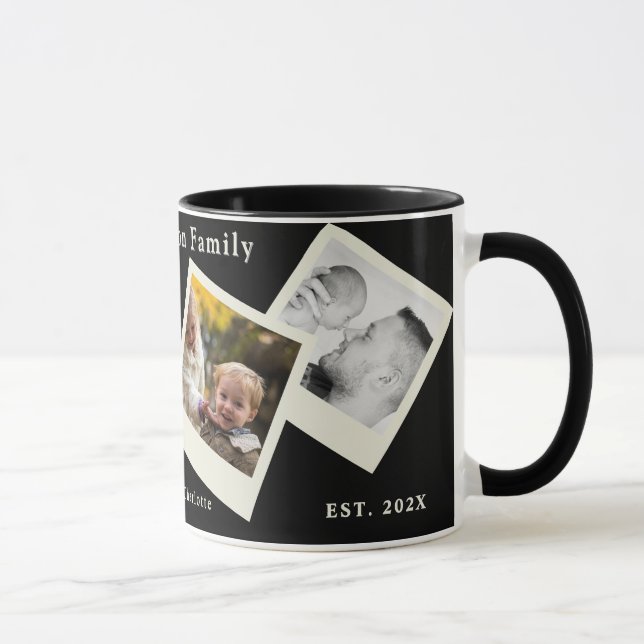 Family Memories 4-Photo Collage Black Coffee Mug Tasse (Rechts)