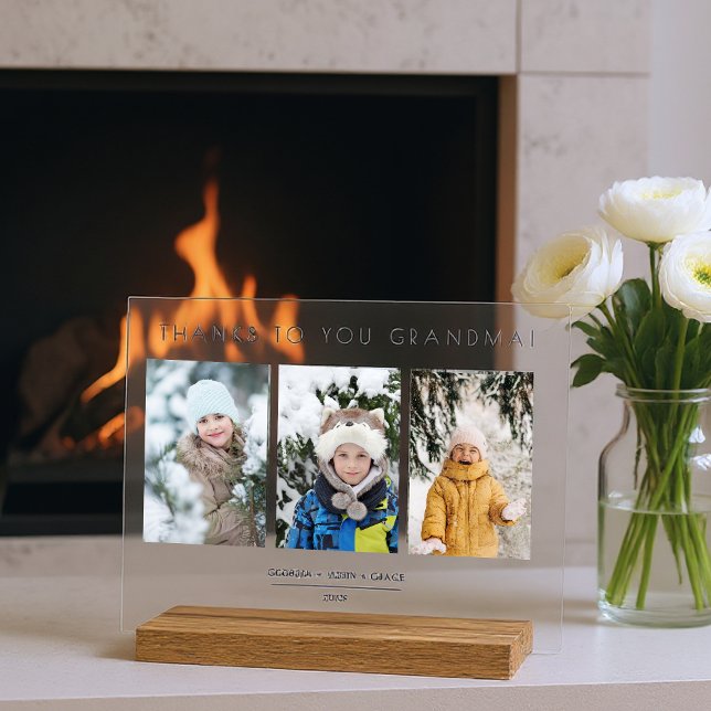 Family Minimalist 3 Photos Collage Keepsake Acrylschild (Family Minimalist 3 Photos Collage Keepsake Acrylic Signs. )
