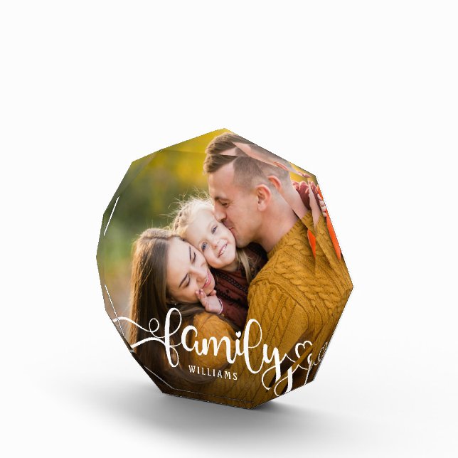 FAMILY Modern Simple Hearts Liebe Script Fotoblock (Rechts)