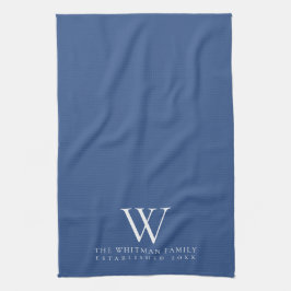 Family Monogram Elegant Classic Blue Kitchen Geschirrtuch