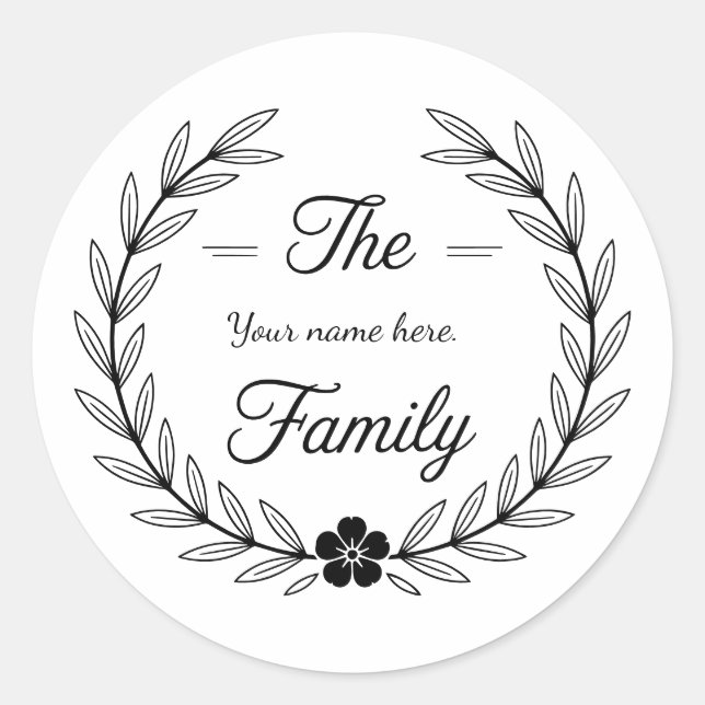 Family monogram sticker. runder aufkleber (Vorderseite)