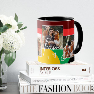 Family Multi Foto Collage Heart Script Kaffee Tasse