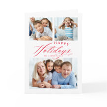 FAMILY MULTI FOTO Happy Holidays Kalligraphie rot