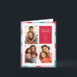 FAMILY MULTI FOTO Modernes Mindest-Ränder Rosa Feiertagskarte<br><div class="desc">per kat massard >>> WWW.SIMPLYSWEETPAPERIE.COM<<< An elegant card design featuring quote that you can change yourself! White geometric border on the backside, giving you the opportunity to handwrite a personal message or place a full portrait photo. NOTE >> Kontaktieren Sie mich kat@simplysweetpaperie.com wenn Sie Hilfe benötigen, um Ihre Fotos perfekt...</div>