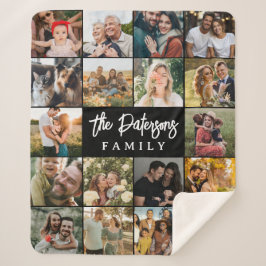 Family Name 18 Photo Collage Modern Elegant Black Sherpadecke