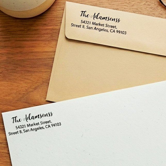Family Name & Address | Fancy Return Address Permastempel (custom family address stamp, self inking return address stamp)