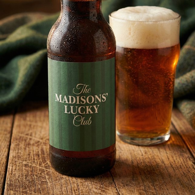 Family Name Lucky St Patricks Green Bierflaschenetikett (Von Creator hochgeladen)