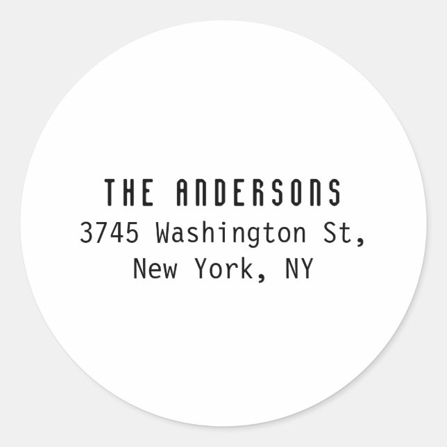 Family Name Modern Plain Professional Black White Runder Aufkleber (Vorderseite)