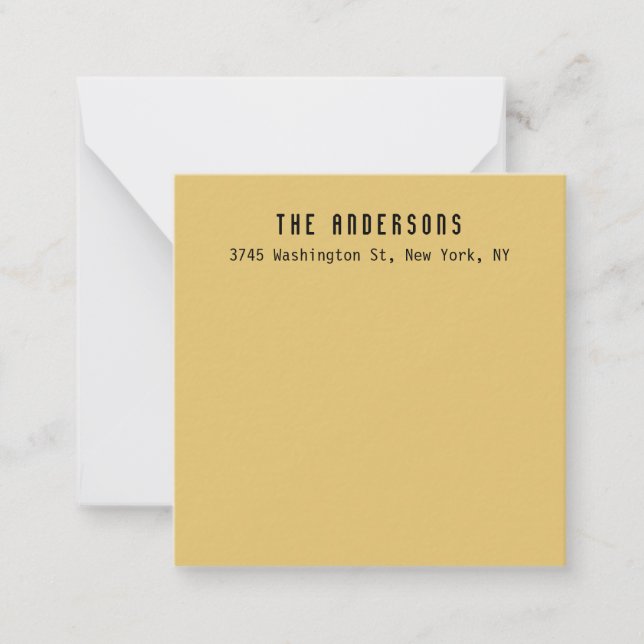 Family Name Modern Plain Professional Brass Yellow Mitteilungskarte (Vorderseite)