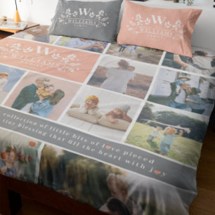 Family Name Monogram   15 Photo Collage Fleecedecke