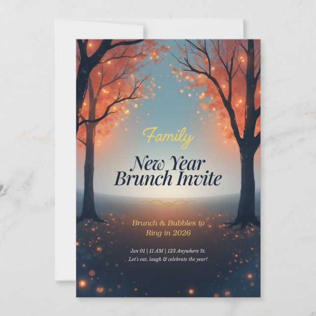 Family New Year Brunch Invitation Magical Forest  Einladung (Vorderseite)