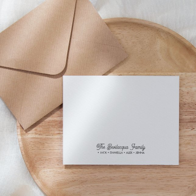 FAMILY NOTECARDS Stationery Cursive Names GRAY Mitteilungskarte (Von Creator hochgeladen)