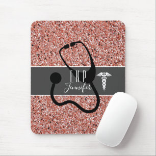 Family Nurse Practitioner Caduceus Rose Gold Mousepad