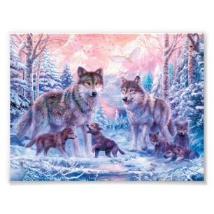Family Of Wolves Painting Fotodruck