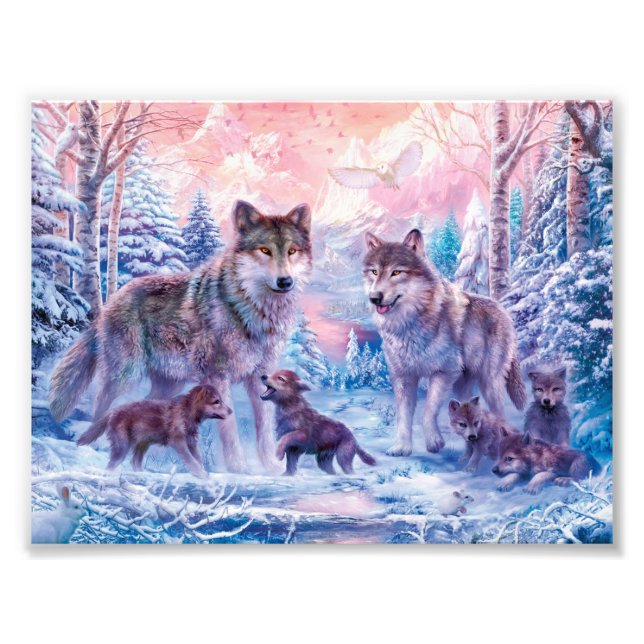 Family Of Wolves Painting Fotodruck (Vorne)