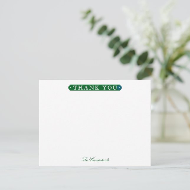 Family or Couples Formal Forest Green Stationery Dankeskarte (Stehend Vorderseite)