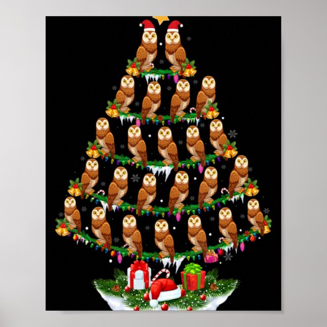 Family Pajama Sets Christmas Matching Owl Xmas Tre Poster (Vorne)