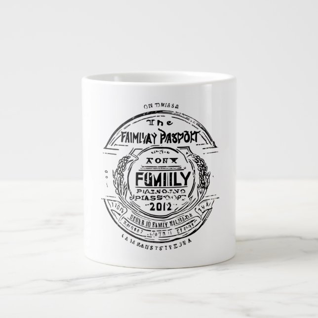 Family Passport Stamp Personalized Custom Travel  Jumbo-Tasse (Vorderseite)