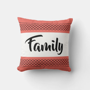 Family Pattern Print Stilvolle Typografie Coral Kissen