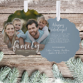 Family Peace Liebe Freude Weihnachts-Foto Text Ornament Karte
