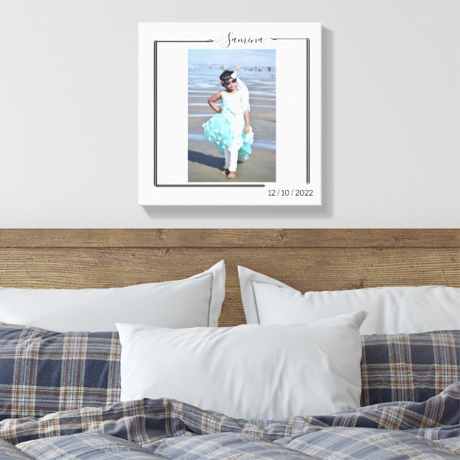 Family Personalized Photo and Text Typography Leinwanddruck (Insitu (Schlafzimmer))