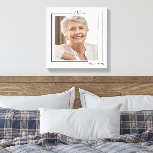 Family Personalized Photo and Text Typography Leinwanddruck (Insitu (Schlafzimmer))
