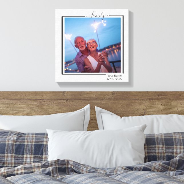Family Personalized Photo and Text Typography Leinwanddruck (Insitu (Schlafzimmer))