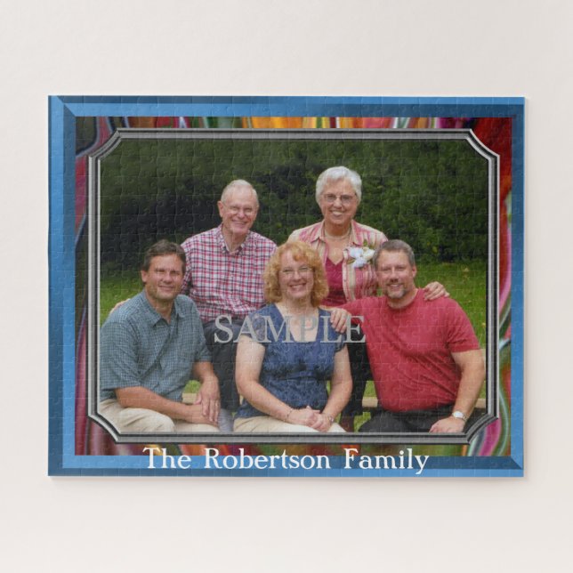 Family photo and personalize with Name Puzzle (Horizontal)