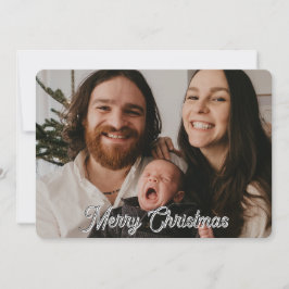 Family Photo Christmas Card with Holiday Blessing Feiertagskarte