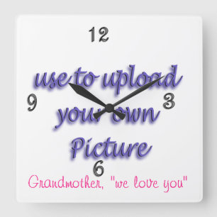 Family Photo Clock- customize and personalize Quadratische Wanduhr