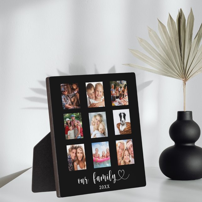 Family photo collage black  fotoplatte (Von Creator hochgeladen)