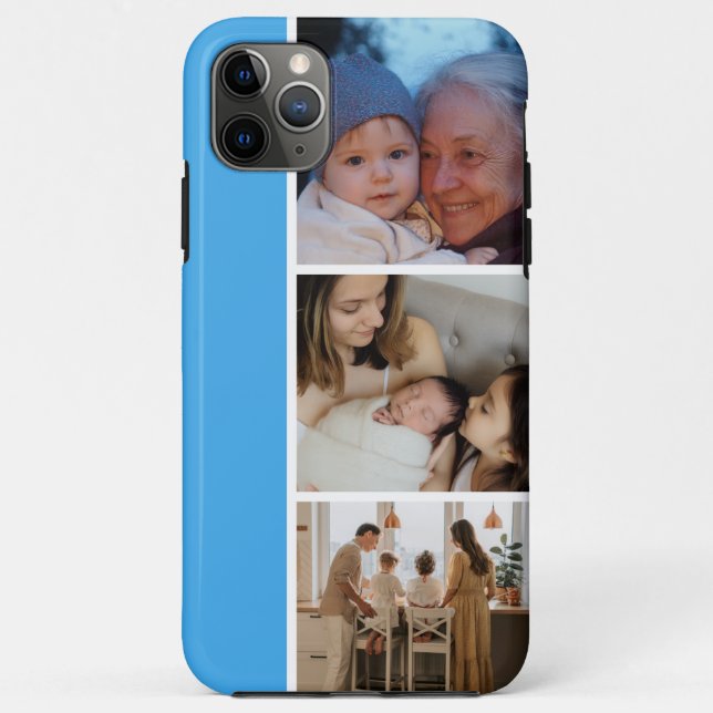 Family Photo Collage blue 4 Picture Case-Mate iPhone Hülle (Rückseite)
