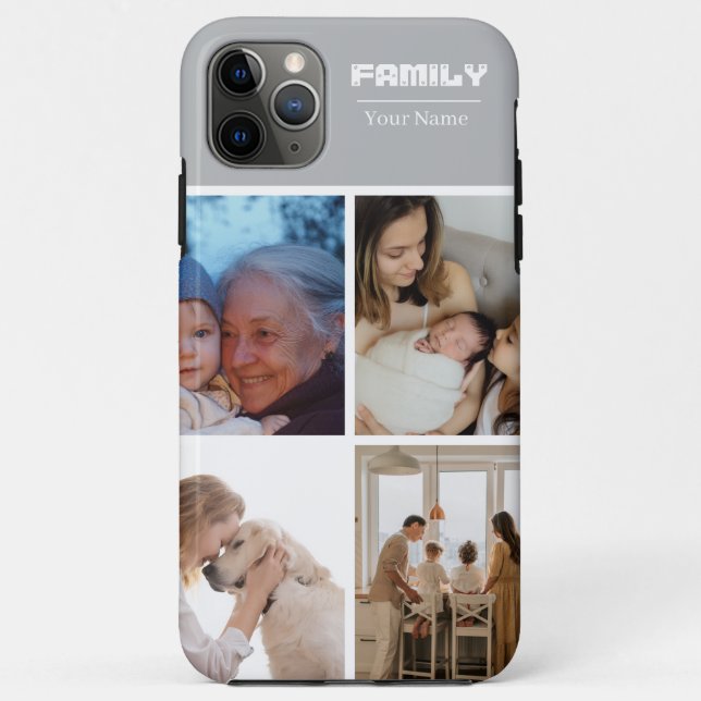 Family Photo Collage Gray 4 Picture Case-Mate iPhone Hülle (Rückseite)