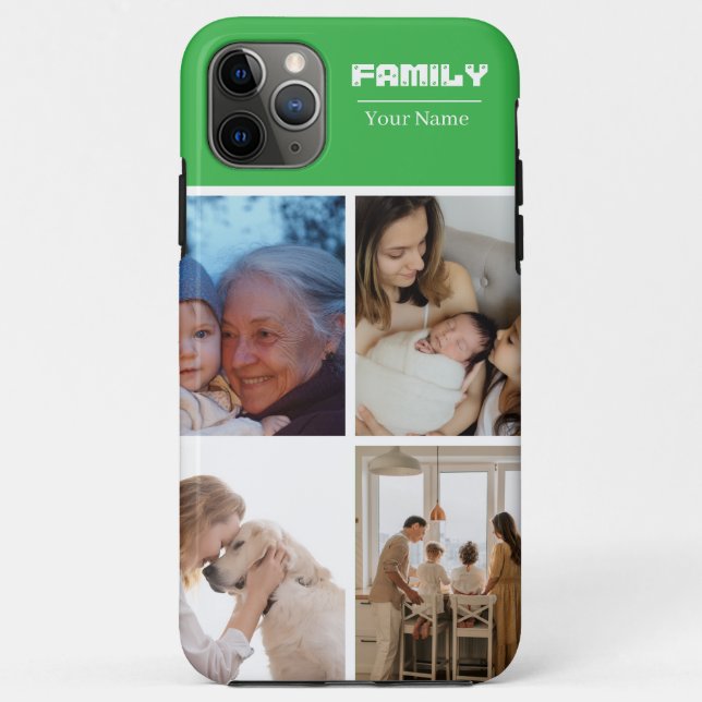 Family Photo Collage GREEN 4 Picture Case-Mate iPhone Hülle (Rückseite)
