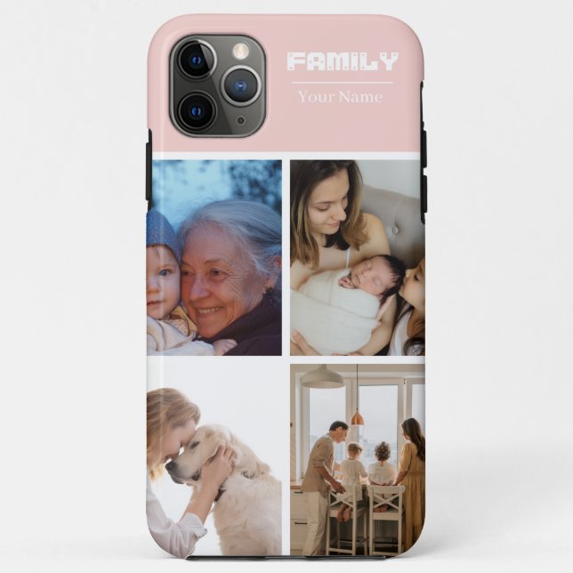Family Photo Collage pink 4 Picture Case-Mate iPhone Hülle (Rückseite)