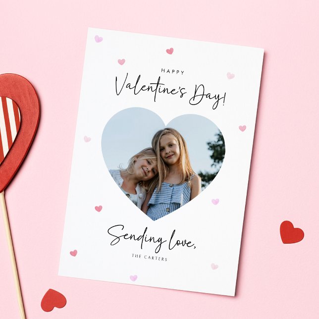 Family Photo Heart Shape Valentines Day Card Einladung (Von Creator hochgeladen)