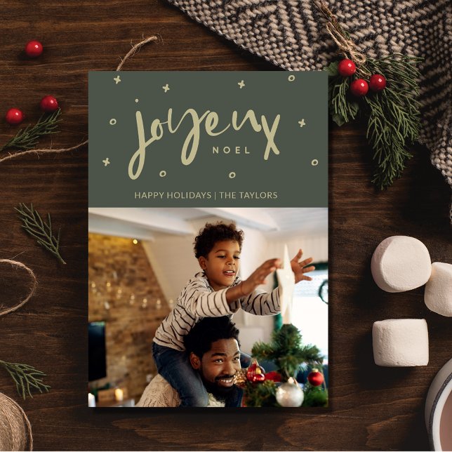 Family Photo Joyeux Noel Christmas Feiertagskarte (Family Photo Joyeux Noel Christmas Holiday Card)