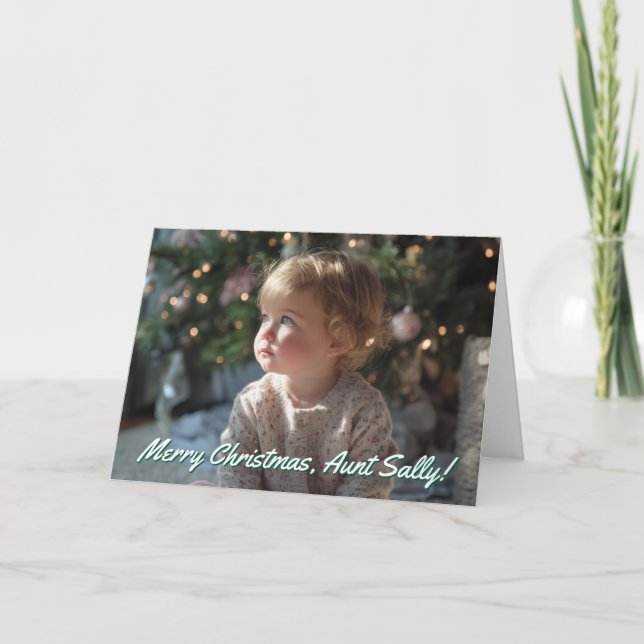 Family Photo Merry Christmas Aunt Feiertagskarte (Vorderseite)