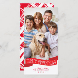 FAMILY PHOTO merry everything ribbon red Feiertagskarte