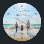 Family Photo Wall Clock Personalized Text Name Große Wanduhr<br><div class="desc">Custom Photo and Text Clocks - Unique Your Own Design - Personalized Family / Mom / Dad / Kids / Friends or Personal Clock Photo Gifts - Add Your Photo and Text / Name - Resize and move or remove and add elements with Customization tool ! Choose Fonts / Size...</div>