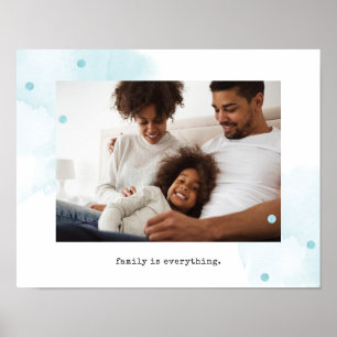 Family Photo with Blue Watercolor Accents Poster