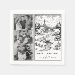 Family Photos Christmas  Village in Winter Serviette