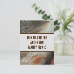 Family Picnic Announcement Feather Foto Wiedersehe Postkarte