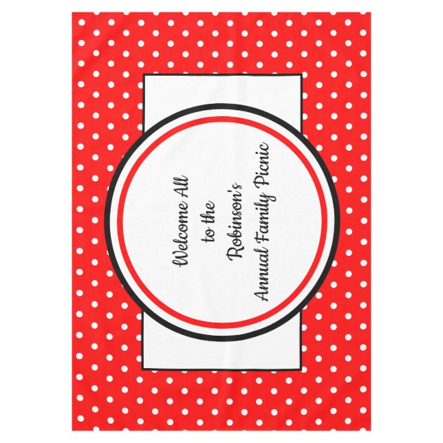 Family Picnic Red White Polka Dots Tischdecke (Vorderseite)