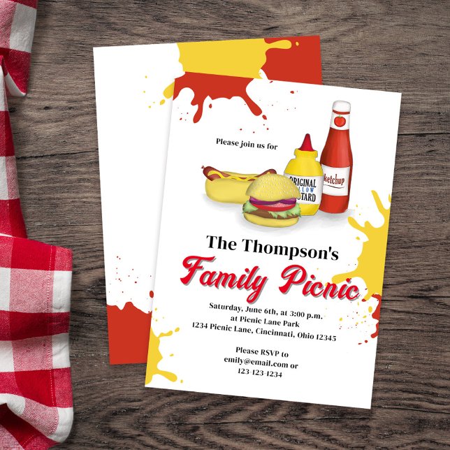 Family Picnic Summer GRILLEN Custom Einladung (Family picnic whimsical invitations)