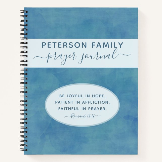 Family Prayer Journal personalisiert-blaues Notizb Notizbuch (Vorderseite)